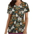 thumbnail image 1 of SwiftWear Halloween Scrub Tops for Women Cute V-Neck Pumpkin Printed Nursing Work Uniforms Holiday Tee Shirt with 2 Pockets S, 1 of 5