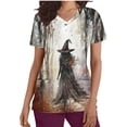 thumbnail image 1 of SwiftWear Halloween Witch Print Scrubs Tops for Women Nursing Scrubs Work Uniform V Neck Short Sleeve Nurse Scrub with Pockets L, 1 of 5