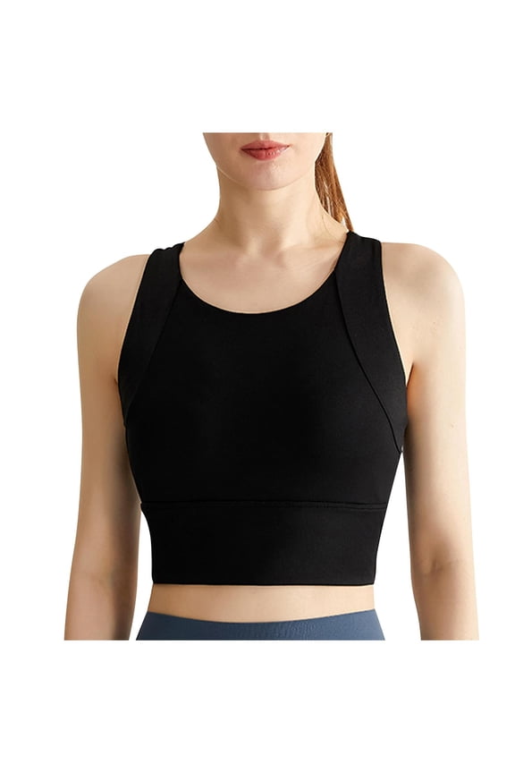 High Impact Sports Bra for Women Shockproof Running Quick-drying Fitness Yoga Wireless Bra Integrated Cup Racerback, Black M
