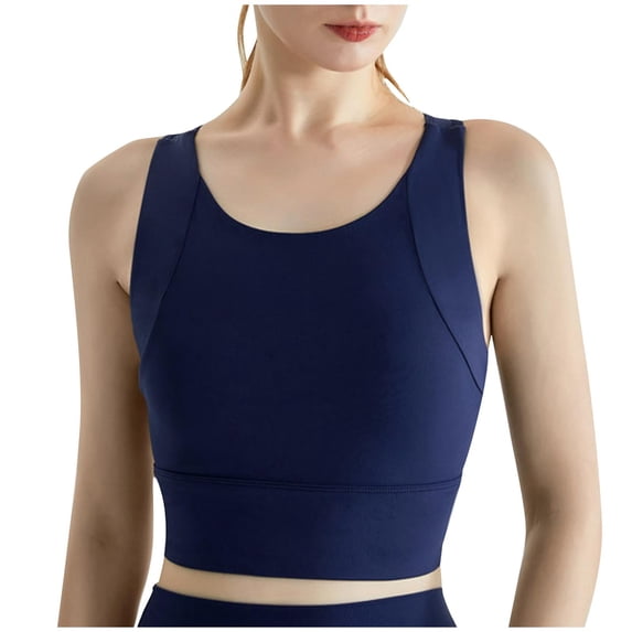 SwiftWear High Impact Sports Bra for Women Shockproof Running Quick-drying Fitness Yoga Wireless Bra Integrated Cup Racerback, Dark Blue S