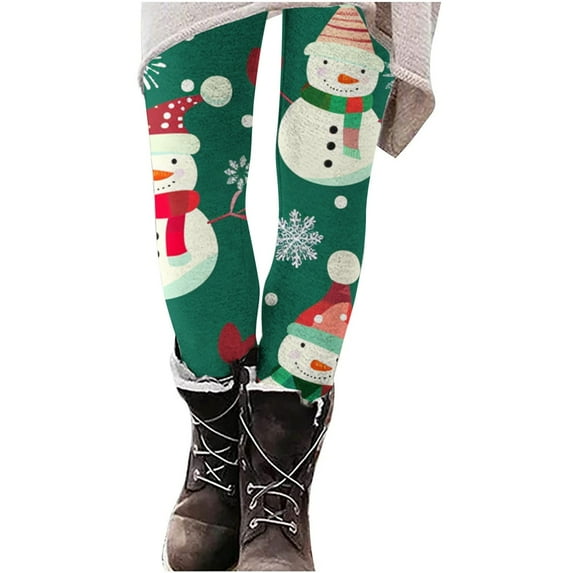 SwiftWear High Waisted Leggings for Women Comfy Festive Holiday Themed Printed Legggings Workout Christmas Leggings Yoga, Green XL