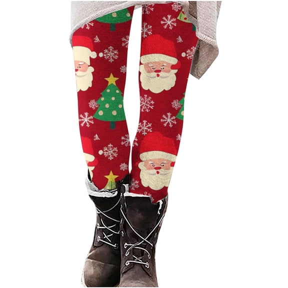 SwiftWear High Waisted Leggings for Women Comfy Festive Holiday Themed Printed Legggings Workout Christmas Leggings Yoga, Red M
