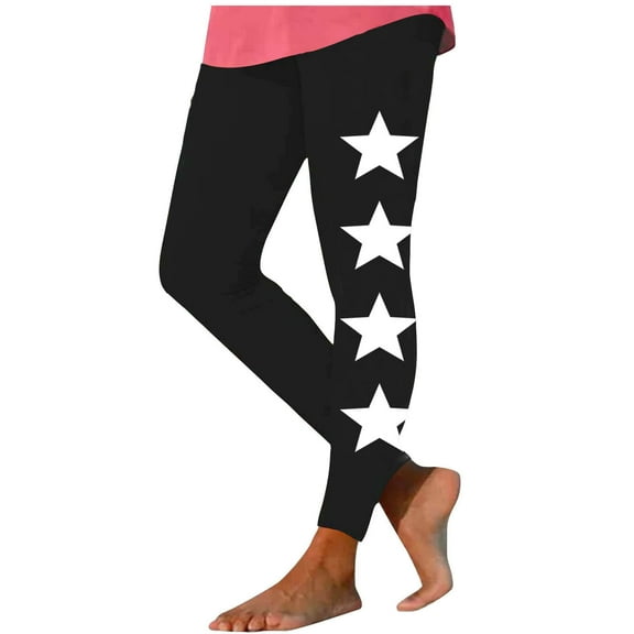SwiftWear High Waisted Workout Leggings for Women Athletic Running Leggings Stars Print Yoga Pants, Black M