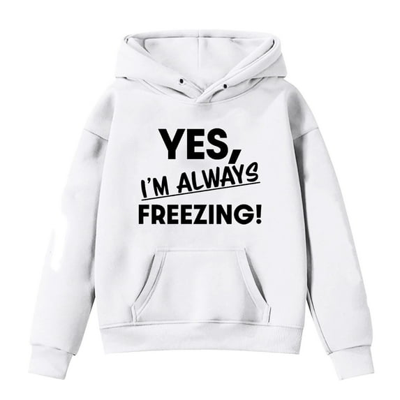 SwiftWear Hoodies for Teen Girls Boys Fashion Casual Letter Print Pocket Hooded Sweatshirt Fall Winter Tops for 4-14T, White