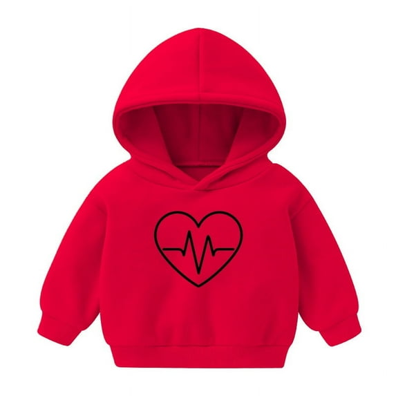 SwiftWear Hoodies for Toddler Girls Boys Cute Heart Sweatshirts Fall Pullover Clothes Cotton Outfits, Red