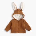 thumbnail image 1 of SwiftWear Infant Toddler Boys Girls Fleece Lined Bunny Ear Hooded Jacket Kids Cute Solid Zip-up Coat Witner Warm Outwear, Brown, 1 of 9