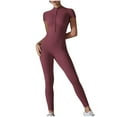 thumbnail image 1 of SwiftWear Jumpsuits for Women Solid Color Short Sleeve Quarter Zip Tight Jumpsuits Yoga Gym Bodybuilding Quick Dry L, 1 of 9