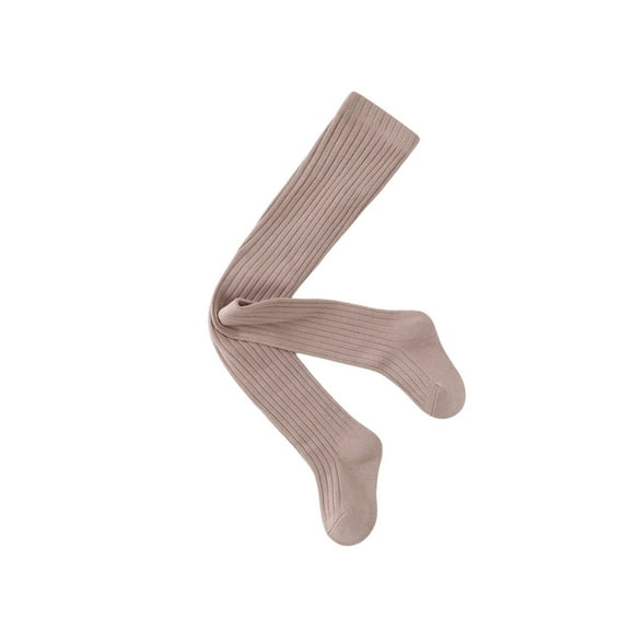 SwiftWear Khaki Girls Cotton Tights Solid Color Cable Knit Toddler Footed Leggings Baby Girl's Spring Fall Tights 1-10 Years