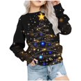 thumbnail image 1 of SwiftWear Kids Christmas Sweatshirts Boy Girl Xmas Tree Snowflake Pullover Long Sleeve Crewneck Top Winter Clothes for 1-12T, Black, 1 of 4