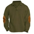 thumbnail image 1 of SwiftWear Lapel Button Henley Shirts for Men Long Sleeve Ribbed Pullover Tops Solid Color Casual Shirts Army Green XXL, 1 of 6