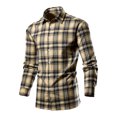 thumbnail image 1 of SwiftWear Long Sleeve Shirts for Men Plaid Button-Up Shirts Casual Fall Shirt Jacket Officewear Khaki XXL, 1 of 4