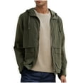 thumbnail image 1 of Yufatyle Loose Fit Jacket for Men, Men's Fashion Solid Color Zipper Pocket Long Sleeve Hooded Casual Outwear Coat Green XL, 1 of 6