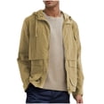 thumbnail image 1 of Yufatyle Loose Fit Jacket for Men, Men's Fashion Solid Color Zipper Pocket Long Sleeve Hooded Casual Outwear Coat Khaki S, 1 of 6
