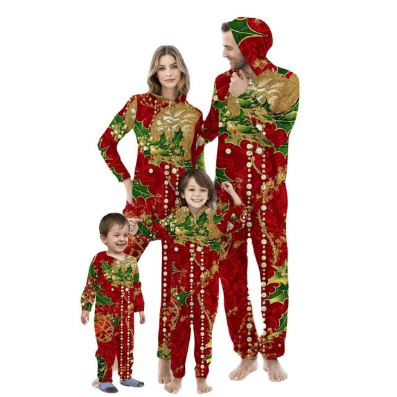 SwiftWear Matching Christmas Onesie Pajamas for Family/Couples, Xmas Holiday Printed Adults Pjs Soft Sleepwear for Women
