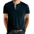 thumbnail image 1 of Nnhblu Men Cotton Short Sleeve Round Neck Button, Sports Shirts For Men Dark Blue XL, 1 of 3