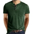 thumbnail image 1 of SwiftWear Men Cotton Short Sleeve Round Neck Button, Sports Summer Blouse Green S, 1 of 4