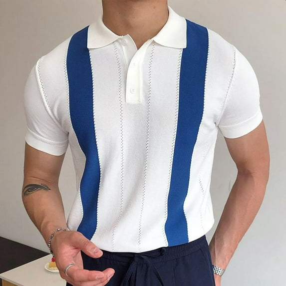 SwiftWear Men Polyester Short Sleeve Turndown collar Button Blouse White L