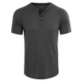 thumbnail image 1 of Yufatyle Men Polyester Short Sleeve Turndown collar Button Comfort Colors Tshirt Men Gray S, 1 of 4