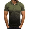 thumbnail image 1 of Yufatyle Men Polyester Short Sleeve Turndown collar Button, Sports, Printed Shirts For Men Army Green XL, 1 of 2