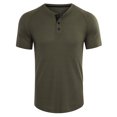 thumbnail image 1 of Yufatyle Men Polyester Short Sleeve Turndown collar Button Tshirts Shirts For Men Army Green XXL, 1 of 8