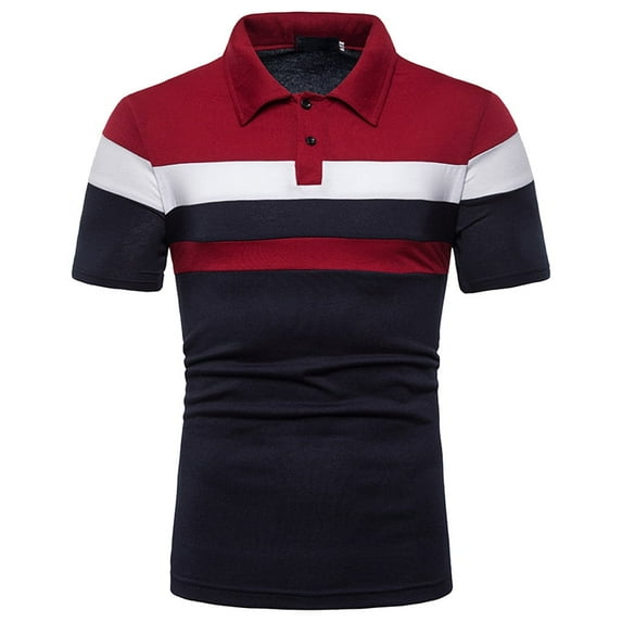 SwiftWear Men Polyester Short Sleeve Turndown collar Casual Mens T Shirt Navy L
