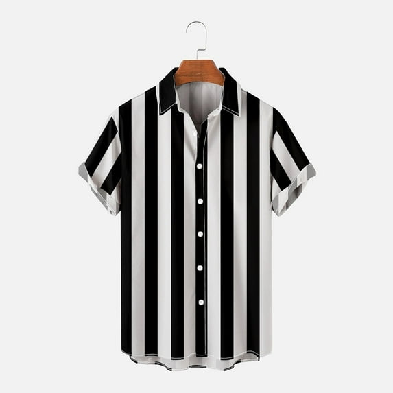 SwiftWear Men Polyester Short Sleeve Turndown collar Hawaii Mens T Shirts Black S