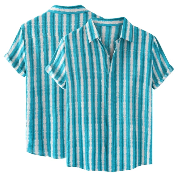 SwiftWear Men Polyester Short Sleeve Turndown collar Printed Mens Tshirts Graphic Blue M