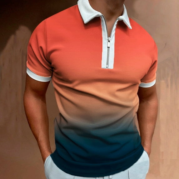 SwiftWear Men Polyester Short Sleeve Turndown collar Printed, Sports Mens Shirts Blue XXXL
