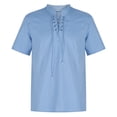 thumbnail image 1 of SwiftWear Men Polyester Short Sleeve Turndown collar Retro Summer Blouse Blue M, 1 of 7