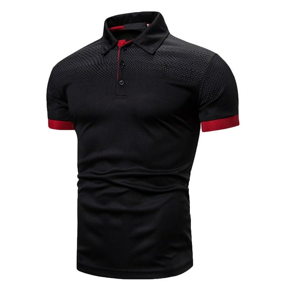 SwiftWear Men Short Sleeve Polyester Turndown collar Business Casual Shirts Black M