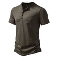 thumbnail image 1 of Yufatyle Men Short Sleeve Polyester Turndown collar Casual Summer Blouses Army Green L, 1 of 9