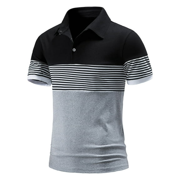 SwiftWear Men Short Sleeve Polyester Turndown collar Plaid Casual Shirts Gray XL