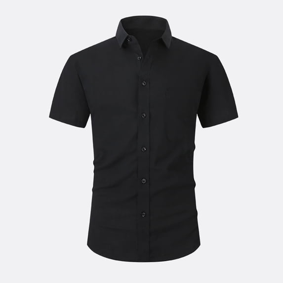 Nnhblu Men Short Sleeve Polyester Turndown collar Pocket Tshirts Shirts For Men Black M