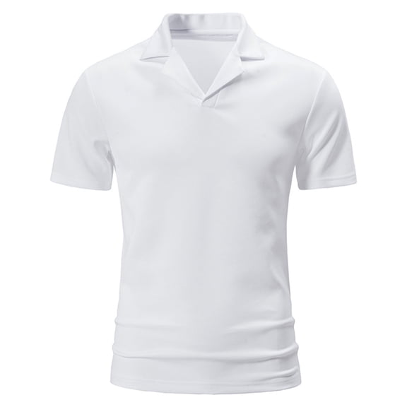 SwiftWear Men Short Sleeve Polyester Turndown collar Slim Blouse White M