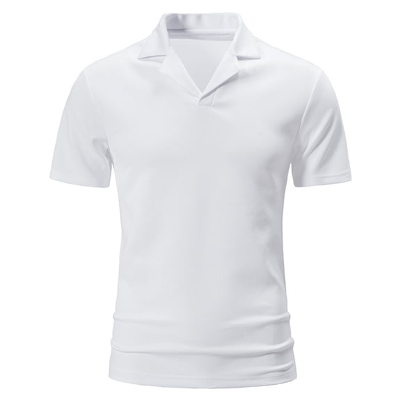 SwiftWear Men Short Sleeve Polyester Turndown collar Slim Blouses White XL