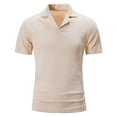 thumbnail image 1 of Nnhblu Men Short Sleeve Polyester Turndown collar Slim Mens Tshirts Khaki S, 1 of 8