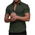 thumbnail image 1 of Yufatyle Men Short Sleeve Polyester Turndown collar Slim T Shirts For Man Army Green XXXL, 1 of 5