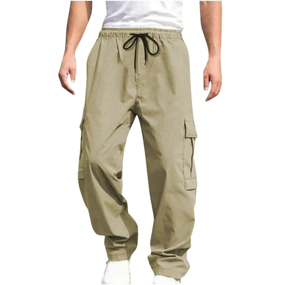 SwiftWear Men's Casual Cargo Pants Drawstring Loose Fit Workout Joggers Sweatpants Hiking Pants with Multi Pockets XXXL