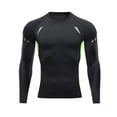 thumbnail image 1 of Yufatyle Men's Compression Shirts Long Sleeve Athletic Workout Sports Undershirt Colorblocked Gear Top for Men Green L, 1 of 7