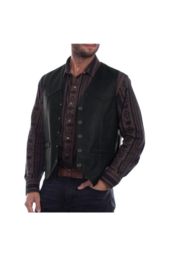 Men's Faux Leather Vests Western Cowboy Vest Slim Fit Waistcoat Casual Sleeveless Motorcycle Vests S