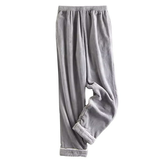 SwiftWear Men's Fuzzy Pajama Pants Comfy Warm Fleece Pajama Lounge Long Pants Flannel Sleepwear Thickened Home Pants Gray 3XL