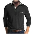 thumbnail image 1 of SwiftWear Men's Golf Shirts Long Sleeve Lapel Quarter Button Tops Casual Patchwork Pullover Shirt with Pocket Black S, 1 of 6
