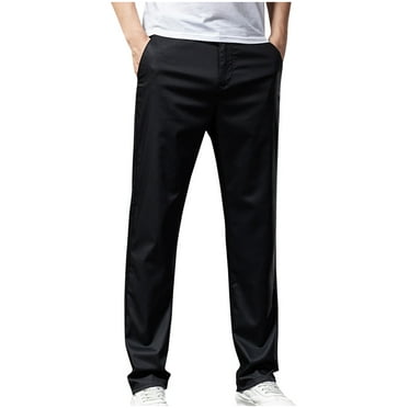 SwiftWear Men's Iron Free Business Pants Straight Fit Flat Front Zipper Button Casual Pant with Pockets S