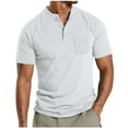 thumbnail image 1 of SwiftWear Men's Muscle Slim Henley Shirts Classic Button Short Sleeve T-Shirt Workout Shirts for Men, White-3XL, 1 of 8