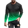 thumbnail image 1 of Yufatyle Men's Polyester T Shirts Long Sleeve Round Neck Workout Tee Tops Casual Fitted Gradient Shirt for Men Black L, 1 of 5