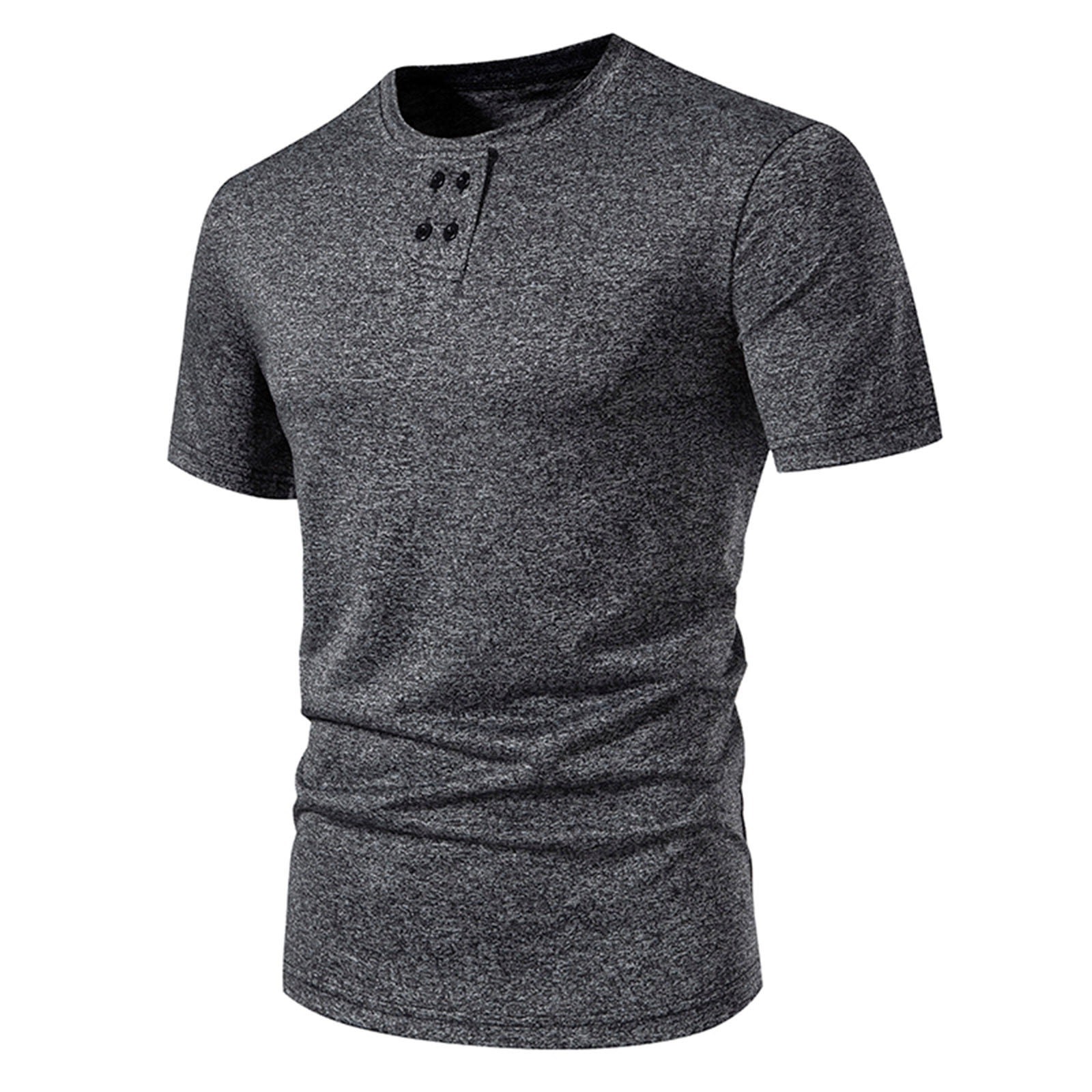 【DISCERNMENT】Cumin Waffle Henley Neck Short Sleeve T-Shirt GIRUNS Men's Waffle Henley T-Shirt, Short Sleeve Summer