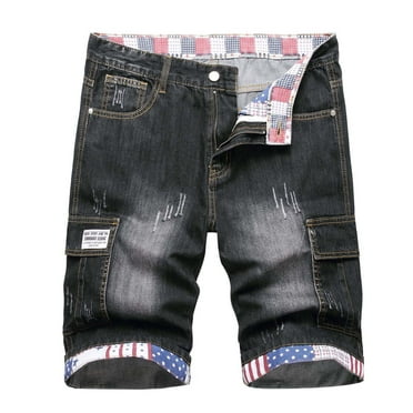 SwiftWear Men's Stretch Denim Shorts Ripped Skinny Jean Shorts for Men Casual Comfort Shorts with Multi Pockets L