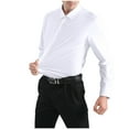 thumbnail image 1 of SwiftWear Men's Stretchy Dress Shirts Formal Long Sleeve Button Down Shirt Wedding Prom Slim Fit Solid Color Cotton Tops White L, 1 of 4