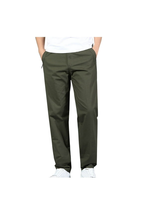 Mens Athletic Workout Sweatpants Drawstring Straight Leg Joggers for Men Casual Work Pants with Zipper Pockets M