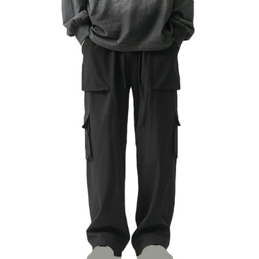SwiftWear Mens Cargo Pants Drawstring Loose Straight Sweatpants for Men Casual Athletic Hiking Pants Joggers with Pockets XXXXL
